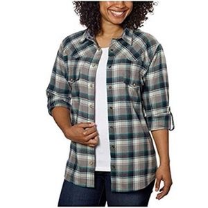 Jachs Girlfriend Ladies Flannel Shirt Teal/Grey